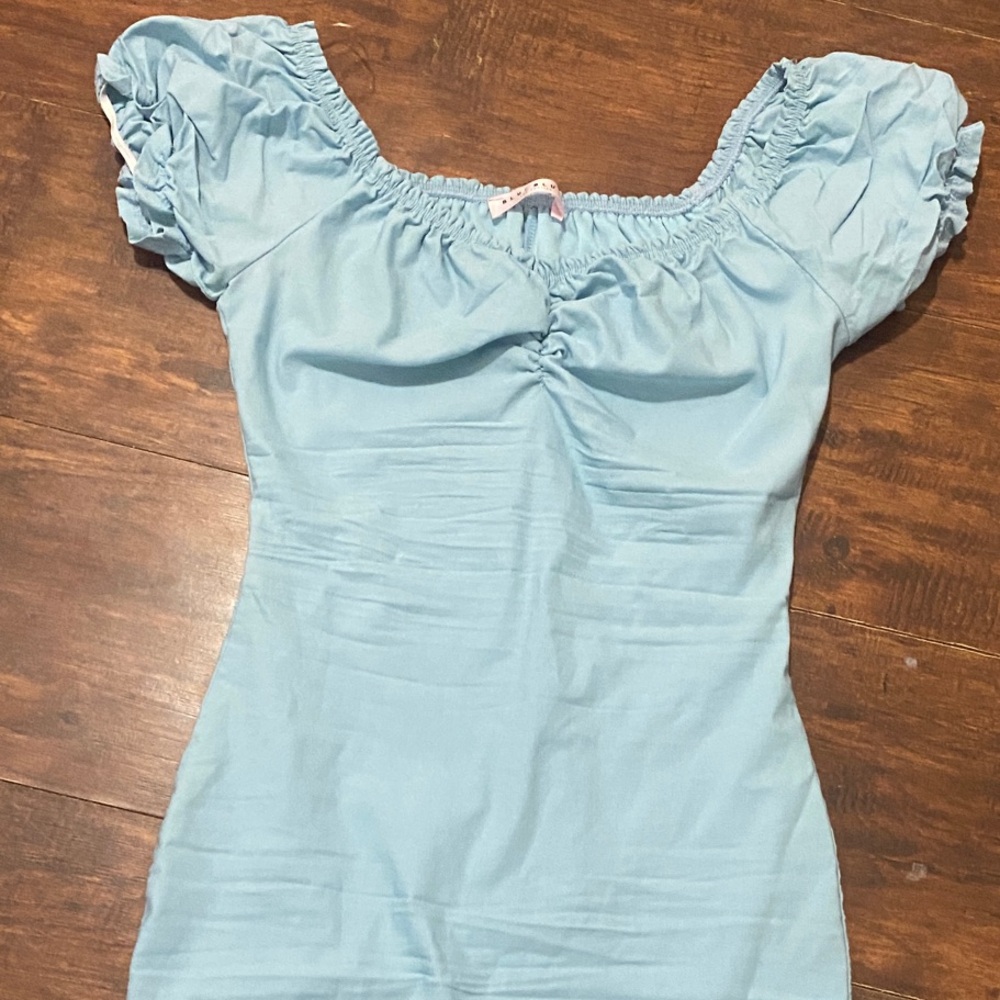 Blue Blush Sky Blue Ruched Dress